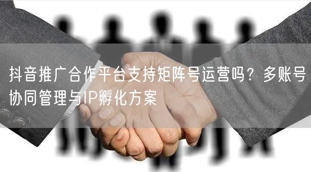 抖音推广合作平台支持矩阵号运营吗?多账号协同管理与IP孵化方案